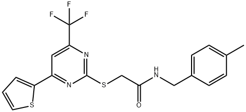 N-(4-methylbenzyl)-2-{[4-(2-thienyl)-6-(trifluoromethyl)-2-pyrimidinyl]sulfanyl}acetamide 结构式