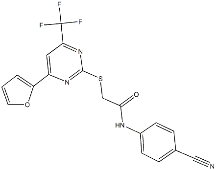 N-(4-cyanophenyl)-2-{[4-(2-furyl)-6-(trifluoromethyl)-2-pyrimidinyl]sulfanyl}acetamide 结构式