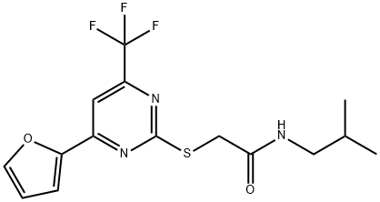 2-{[4-(2-furyl)-6-(trifluoromethyl)-2-pyrimidinyl]sulfanyl}-N-isobutylacetamide 结构式