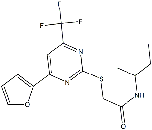 N-(sec-butyl)-2-{[4-(2-furyl)-6-(trifluoromethyl)-2-pyrimidinyl]sulfanyl}acetamide 结构式