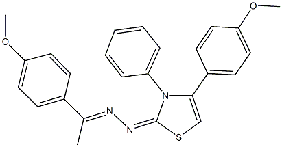 4-(4-methoxyphenyl)-3-phenyl-1,3-thiazol-2(3H)-one [1-(4-methoxyphenyl)ethylidene]hydrazone 结构式