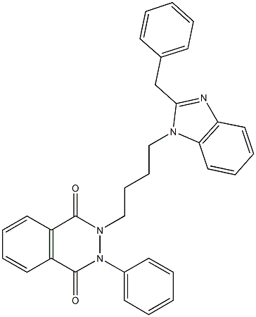 2-[4-(2-benzyl-1H-benzimidazol-1-yl)butyl]-3-phenyl-2,3-dihydro-1,4-phthalazinedione 结构式