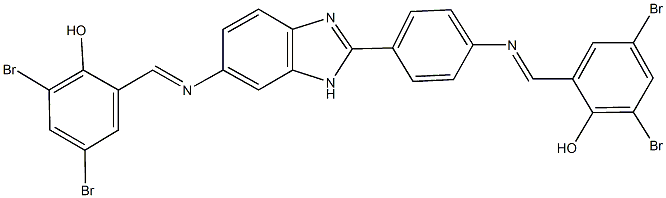 2,4-dibromo-6-{[(2-{4-[(3,5-dibromo-2-hydroxybenzylidene)amino]phenyl}-1H-benzimidazol-6-yl)imino]methyl}phenol 结构式