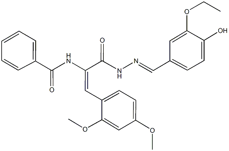 N-(2-(2,4-dimethoxyphenyl)-1-{[2-(3-ethoxy-4-hydroxybenzylidene)hydrazino]carbonyl}vinyl)benzamide 结构式