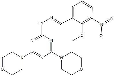 3-nitro-2-methoxybenzaldehyde [4,6-di(4-morpholinyl)-1,3,5-triazin-2-yl]hydrazone 结构式