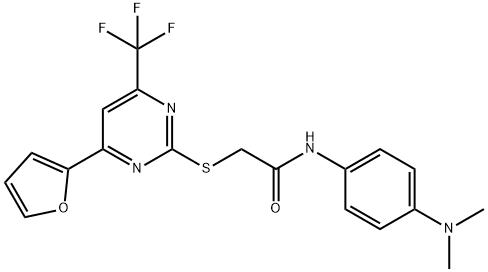 N-[4-(dimethylamino)phenyl]-2-{[4-(2-furyl)-6-(trifluoromethyl)-2-pyrimidinyl]sulfanyl}acetamide 结构式