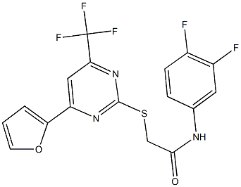 N-(3,4-difluorophenyl)-2-{[4-(2-furyl)-6-(trifluoromethyl)-2-pyrimidinyl]sulfanyl}acetamide 结构式