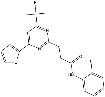 N-(2-fluorophenyl)-2-{[4-(2-furyl)-6-(trifluoromethyl)-2-pyrimidinyl]sulfanyl}acetamide 结构式