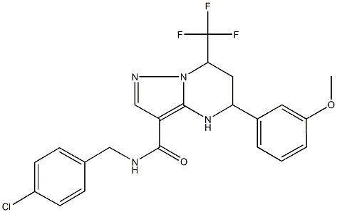 N-(4-chlorobenzyl)-5-(3-methoxyphenyl)-7-(trifluoromethyl)-4,5,6,7-tetrahydropyrazolo[1,5-a]pyrimidine-3-carboxamide 结构式