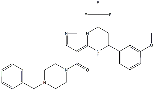 3-[3-[(4-benzyl-1-piperazinyl)carbonyl]-7-(trifluoromethyl)-4,5,6,7-tetrahydropyrazolo[1,5-a]pyrimidin-5-yl]phenyl methyl ether 结构式
