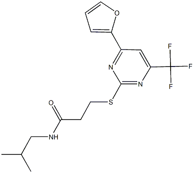 3-{[4-(2-furyl)-6-(trifluoromethyl)-2-pyrimidinyl]sulfanyl}-N-isobutylpropanamide 结构式