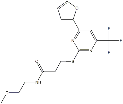 3-{[4-(2-furyl)-6-(trifluoromethyl)-2-pyrimidinyl]sulfanyl}-N-(2-methoxyethyl)propanamide 结构式