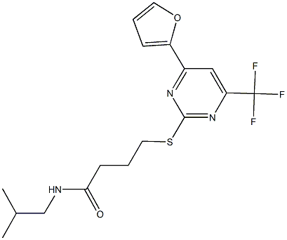 4-{[4-(2-furyl)-6-(trifluoromethyl)-2-pyrimidinyl]sulfanyl}-N-isobutylbutanamide 结构式