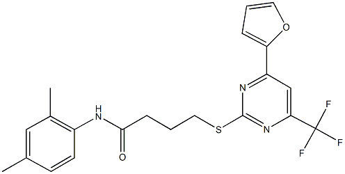 N-(2,4-dimethylphenyl)-4-{[4-(2-furyl)-6-(trifluoromethyl)-2-pyrimidinyl]sulfanyl}butanamide 结构式