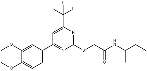 N-(sec-butyl)-2-{[4-(3,4-dimethoxyphenyl)-6-(trifluoromethyl)-2-pyrimidinyl]sulfanyl}acetamide 结构式