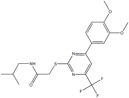 2-{[4-(3,4-dimethoxyphenyl)-6-(trifluoromethyl)-2-pyrimidinyl]sulfanyl}-N-isobutylacetamide 结构式