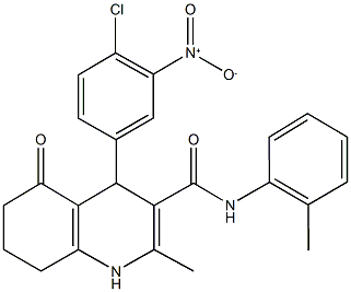 4-{4-chloro-3-nitrophenyl}-2-methyl-N-(2-methylphenyl)-5-oxo-1,4,5,6,7,8-hexahydro-3-quinolinecarboxamide 结构式