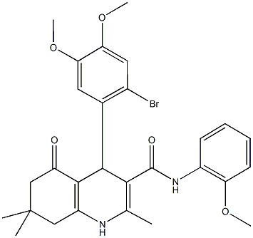 4-(2-bromo-4,5-dimethoxyphenyl)-N-(2-methoxyphenyl)-2,7,7-trimethyl-5-oxo-1,4,5,6,7,8-hexahydro-3-quinolinecarboxamide 结构式