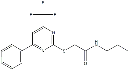 N-(1-methylpropyl)-2-{[4-phenyl-6-(trifluoromethyl)pyrimidin-2-yl]sulfanyl}acetamide 结构式