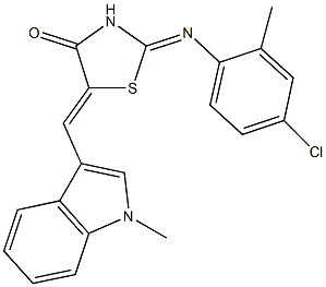 2-[(4-chloro-2-methylphenyl)imino]-5-[(1-methyl-1H-indol-3-yl)methylene]-1,3-thiazolidin-4-one 结构式