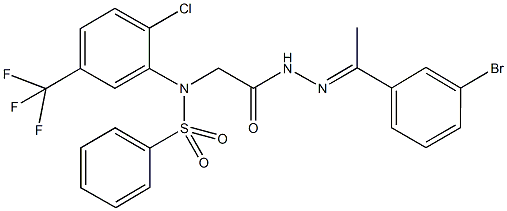 N-(2-{2-[1-(3-bromophenyl)ethylidene]hydrazino}-2-oxoethyl)-N-[2-chloro-5-(trifluoromethyl)phenyl]benzenesulfonamide 结构式