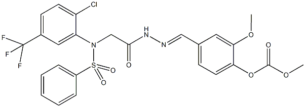 4-(2-{[2-chloro(phenylsulfonyl)-5-(trifluoromethyl)anilino]acetyl}carbohydrazonoyl)-2-methoxyphenyl methyl carbonate 结构式