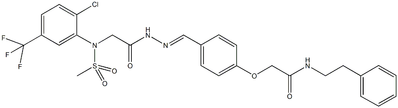 2-[4-(2-{[2-chloro(methylsulfonyl)-5-(trifluoromethyl)anilino]acetyl}carbohydrazonoyl)phenoxy]-N-(2-phenylethyl)acetamide 结构式