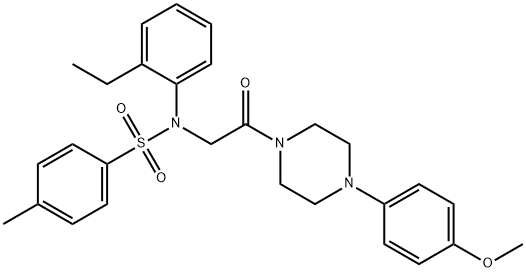 N-(2-ethylphenyl)-N-{2-[4-(4-methoxyphenyl)-1-piperazinyl]-2-oxoethyl}-4-methylbenzenesulfonamide 结构式