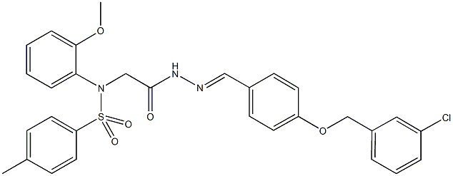 N-[2-(2-{4-[(3-chlorobenzyl)oxy]benzylidene}hydrazino)-2-oxoethyl]-N-(2-methoxyphenyl)-4-methylbenzenesulfonamide 结构式