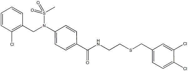 4-[(2-chlorobenzyl)(methylsulfonyl)amino]-N-{2-[(3,4-dichlorobenzyl)sulfanyl]ethyl}benzamide 结构式