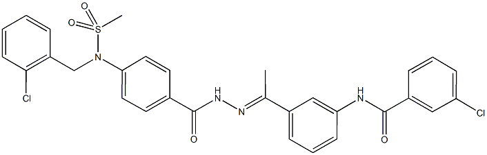 3-chloro-N-[3-(N-{4-[(2-chlorobenzyl)(methylsulfonyl)amino]benzoyl}ethanehydrazonoyl)phenyl]benzamide 结构式