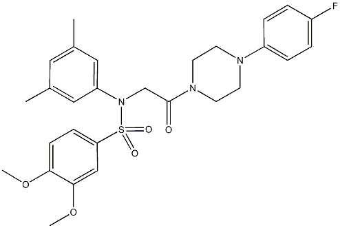 N-(3,5-dimethylphenyl)-N-{2-[4-(4-fluorophenyl)-1-piperazinyl]-2-oxoethyl}-3,4-dimethoxybenzenesulfonamide 结构式