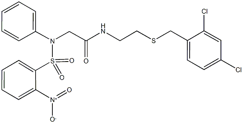 N-{2-[(2,4-dichlorobenzyl)sulfanyl]ethyl}-2-[({2-nitrophenyl}sulfonyl)anilino]acetamide 结构式