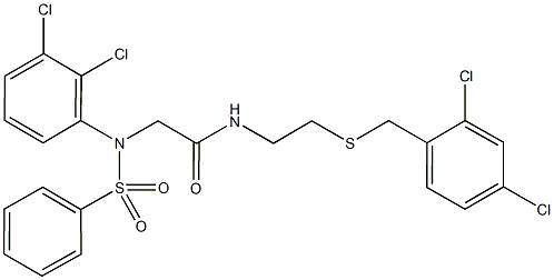 N-{2-[(2,4-dichlorobenzyl)sulfanyl]ethyl}-2-[2,3-dichloro(phenylsulfonyl)anilino]acetamide 结构式