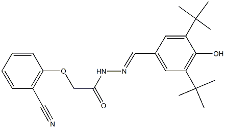2-(2-cyanophenoxy)-N'-(3,5-ditert-butyl-4-hydroxybenzylidene)acetohydrazide 结构式
