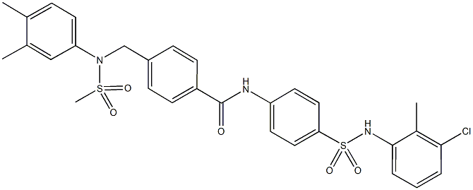 N-{4-[(3-chloro-2-methylanilino)sulfonyl]phenyl}-4-{[3,4-dimethyl(methylsulfonyl)anilino]methyl}benzamide 结构式