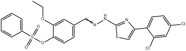 4-{2-[4-(2,4-dichlorophenyl)-1,3-thiazol-2-yl]carbohydrazonoyl}-2-ethoxyphenyl benzenesulfonate 结构式