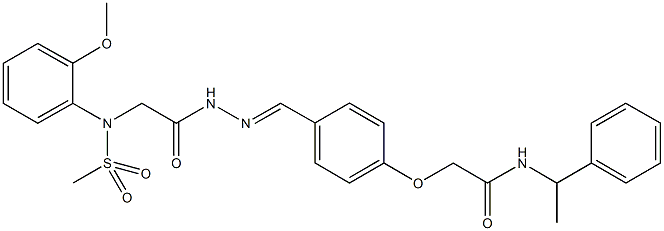 2-[4-(2-{[2-methoxy(methylsulfonyl)anilino]acetyl}carbohydrazonoyl)phenoxy]-N-(1-phenylethyl)acetamide 结构式