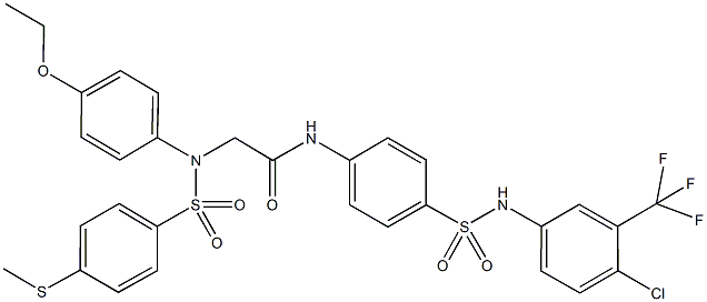 N-(4-{[4-chloro-3-(trifluoromethyl)anilino]sulfonyl}phenyl)-2-(4-ethoxy{[4-(methylsulfanyl)phenyl]sulfonyl}anilino)acetamide 结构式