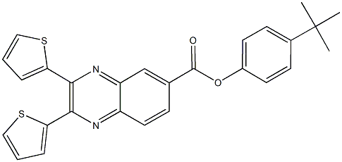 4-tert-butylphenyl 2,3-di(2-thienyl)-6-quinoxalinecarboxylate 结构式