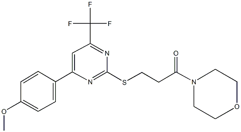 4-(3-{[4-(4-methoxyphenyl)-6-(trifluoromethyl)-2-pyrimidinyl]sulfanyl}propanoyl)morpholine 结构式