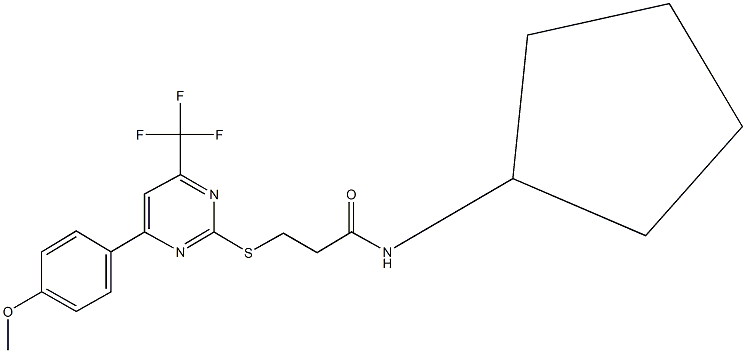 N-cyclopentyl-3-{[4-(4-methoxyphenyl)-6-(trifluoromethyl)-2-pyrimidinyl]sulfanyl}propanamide 结构式