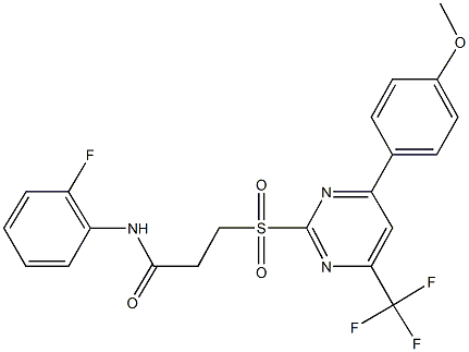 N-(2-fluorophenyl)-3-{[4-(4-methoxyphenyl)-6-(trifluoromethyl)-2-pyrimidinyl]sulfonyl}propanamide 结构式