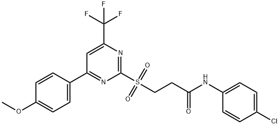 N-(4-chlorophenyl)-3-{[4-(4-methoxyphenyl)-6-(trifluoromethyl)-2-pyrimidinyl]sulfonyl}propanamide 结构式