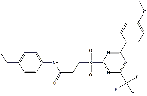 N-(4-ethylphenyl)-3-{[4-(4-methoxyphenyl)-6-(trifluoromethyl)-2-pyrimidinyl]sulfonyl}propanamide 结构式