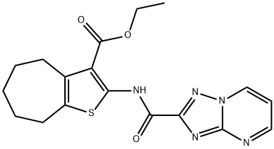 ethyl 2-[([1,2,4]triazolo[1,5-a]pyrimidin-2-ylcarbonyl)amino]-5,6,7,8-tetrahydro-4H-cyclohepta[b]thiophene-3-carboxylate 结构式