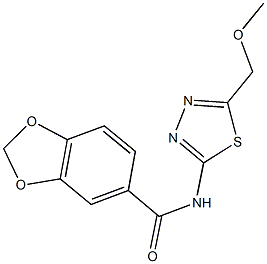 N-[5-(methoxymethyl)-1,3,4-thiadiazol-2-yl]-1,3-benzodioxole-5-carboxamide 结构式