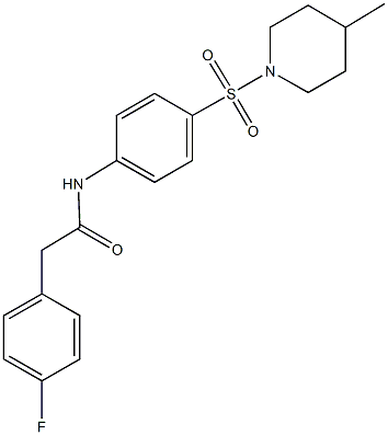 2-(4-fluorophenyl)-N-{4-[(4-methylpiperidin-1-yl)sulfonyl]phenyl}acetamide 结构式