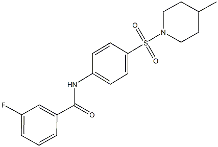 3-fluoro-N-{4-[(4-methylpiperidin-1-yl)sulfonyl]phenyl}benzamide 结构式