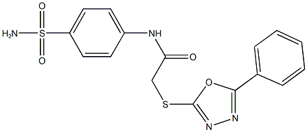 N-[4-(aminosulfonyl)phenyl]-2-[(5-phenyl-1,3,4-oxadiazol-2-yl)sulfanyl]acetamide 结构式